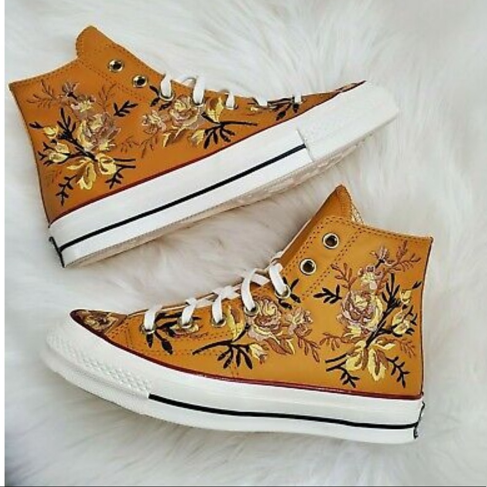 Leather Floral High-Top Converse
